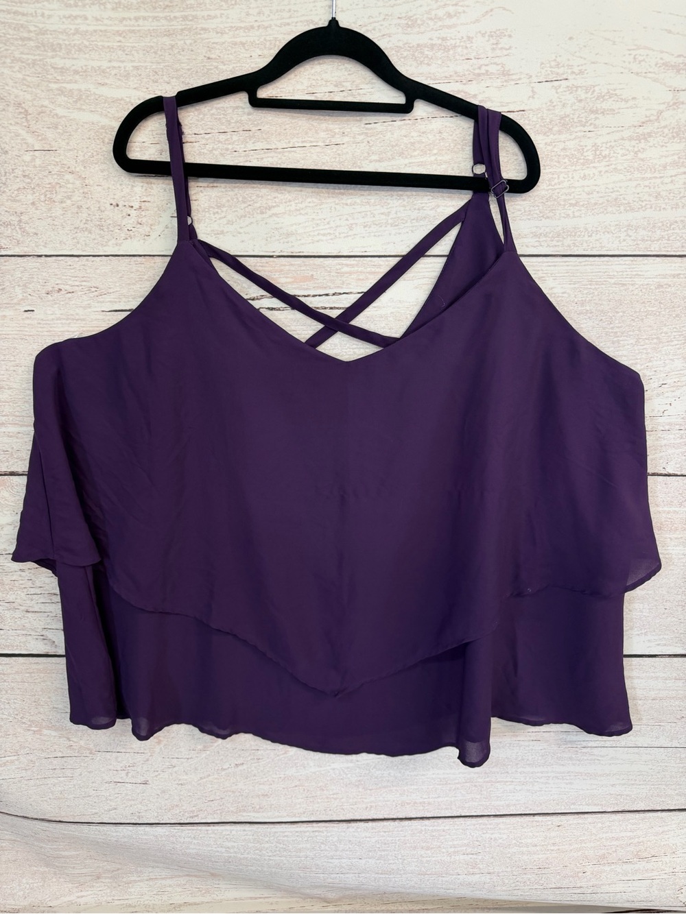 Torrid Dark Purple Layered Crisscross Strap Camisole